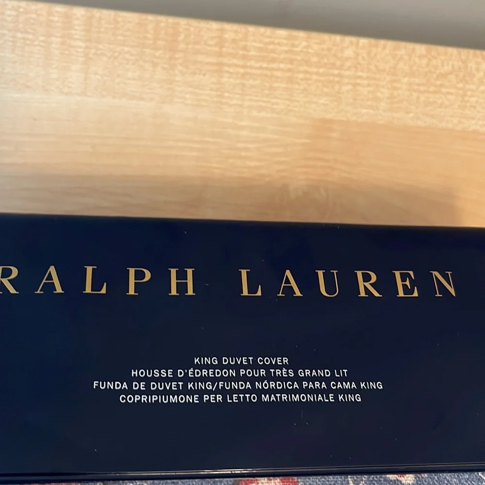 Ralph Lauren Indigo Traveler KING Cotton Duvet Cover w/Contrast Twill Binding
